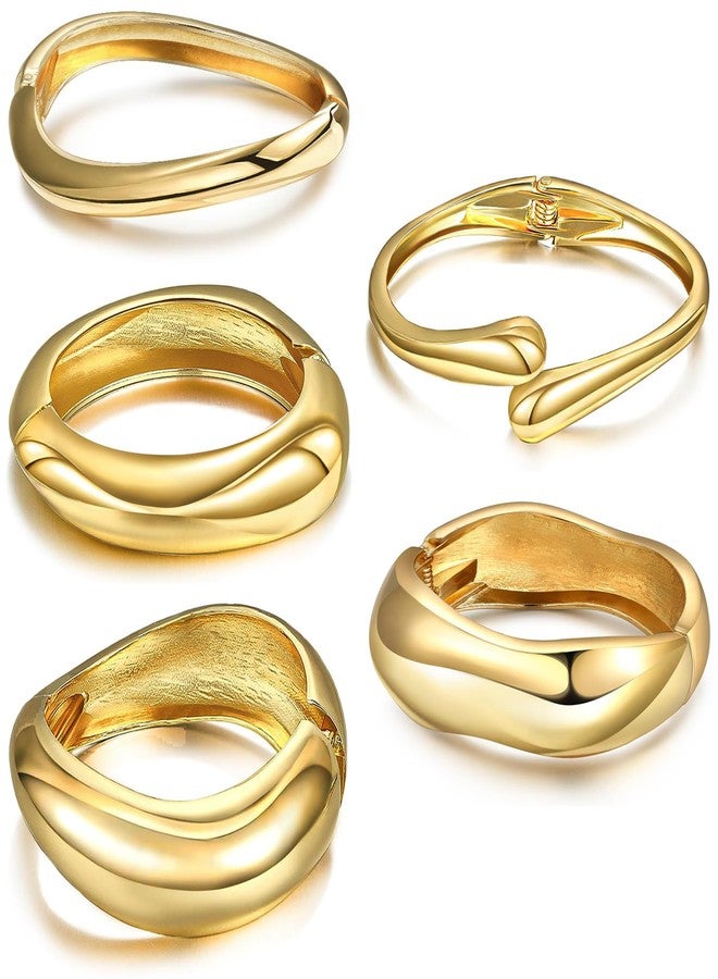 FEYIR Chunky Bangle Bracelet for Women Cuff Bangles Waterdrop Twisted Open Hinged Design Bracelets Women's Chunky Bracelet Set - Image 1